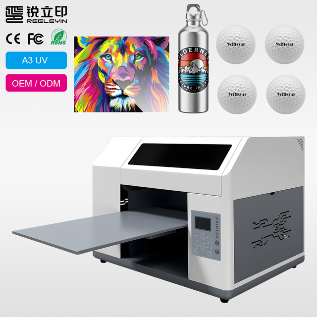 Wholesale Price Single Print Head A3 Flatbed UV Printer for Glass Water Bottle Golf Ball Phone Case Printing Machine
