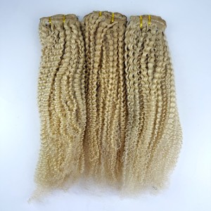 7pcs/套非洲扭结卷发人发延伸 #613金发卷发夹120克缅甸处女发 - Product Image 1