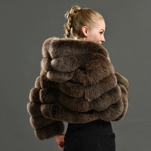 Giacca Invernale Calda in Vera <span class=keywords><strong>Pelliccia</strong></span> di Volpe, Stile Corto con Grande Cappuccio in <span class=keywords><strong>Pelliccia</strong></span>, Giacca in Vera <span class=keywords><strong>Pelliccia</strong></span> di Volpe Blu Naturale per Donna - Product Image 6