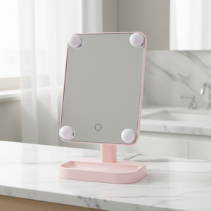 Miroir de maquillage en bois de houx rechargeable portable capteur tactile miroir cosmétique professionnel adapté aux voyages pour artistes acteurs - Product Image 1