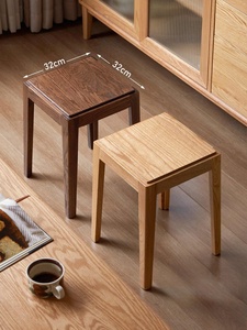 Taburete Cuadrado Apilable, Taburete Moderno y Sencillo para Tocador de Dormitorio, Asiento de Madera que Ahorra Espacio - Product Image 5