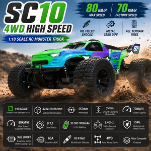 JIUSI SC10 1/10 Auto RC de Alta Velocidad sin Escobillas 4WD, Camioneta Todoterreno 70km/H, Monster Truck de Juguete para Adultos, Tamaño Grande - Product Image 1