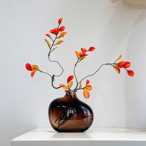 Branches artificielles de feuilles d'érable, vase en verre marron 7x7x8,25 pouces, fleurs en soie, décoration pour la maison, pour table de salon, style nordique - Product Image 5