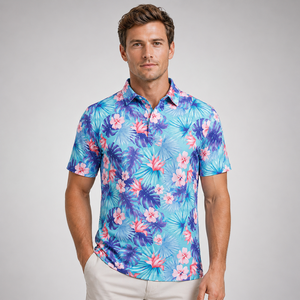 Polos de Golf Hawaianos Personalizados con Logotipo Bordado, Estampado de Flores Tropicales, Ligeros, Transpirables, para Vacaciones - Product Image 4