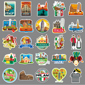 50PCS Villes Italiennes Milan Venise <span class=keywords><strong>Florence</strong></span> Roma Torino Vintage Art Bâtiments Italie Voyage Autocollant - Product Image 3