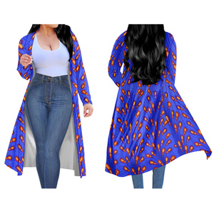 <span class=keywords><strong>Cardigan</strong></span> Kimono africano di vendita caldo con stampa Ankara <span class=keywords><strong>Cardigan</strong></span> da donna autunno manica lunga da donna Plus-size <span class=keywords><strong>Cardigan</strong></span> al ginocchio - Product Image 2