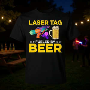 T-shirt Laser Tag Fueled By Beer per adulti, abbigliamento casual unisex - Product Image 4