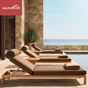Lit de repos de luxe chaise longue en teck meubles de patio chaise de bronzage de plage lit de salon mobilier d'extérieur chaise longue en <span class=keywords><strong>bois</strong></span> - Product Image 1