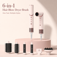 Sèche-cheveux électrique 6-en-1 à ions négatifs avec logo personnalisé, fer à lisser, peigne chauffant, fer à boucler pour usage domestique et hôtelier