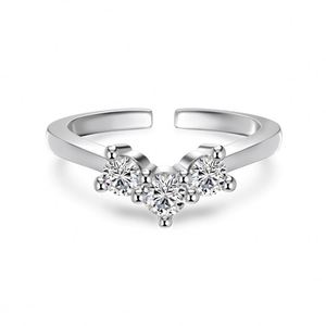 Dylam Dainty Charm 925 <b>Sterling</b> <b>Silver</b> Open <b>Adjustable</b> 5A Cubic Zirconia Wedding Engagement Band <b>Rings</b> for Women - Product Image 1