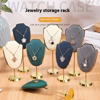 Présentoir de Luxe 3D pour Colliers et Boucles d'Oreilles en Microfibre de 11,5 cm – Support Haut de Gamme en Métal pour Bijoux de Boutique
