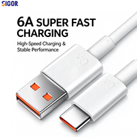 Kabel Pengisian Daya Super Cepat USB 6A Tipe A ke Tipe C, Inti Tembaga Berlapis Timah, Kabel Transfer Data, Panjang Sesuai Pesanan