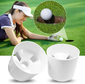 Diskon besar putt cangkir Golf lubang hijau halaman belakang pelatihan plastik tahan lama Golf putt Cup lubang putih plastik pelatihan bola soket