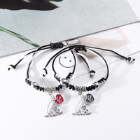 Bracelets tendance en cordon ciré contrastant, avec breloque cœur émaillé bicolore lettre LOVE, style doux et cool, empilables pour couple