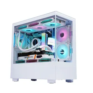 Lovingcool özel tam PC oyun masaüstü durumda ATX CPU kabine RGB oyun PC kulesi bilgisayar kılıfları & kuleleri beyaz PC kasa ile Fan
