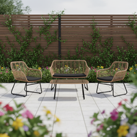 Ensemble de canapés de conversation pour 4 personnes avec table, structure en acier, mobilier d'extérieur écologique et imperméable pour salon et jardin