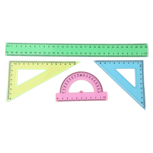 Soododo 4-mảnh 30cm tam giác nhựa hình học thiết lập đầy màu sắc phụ kiện phong phú sinh viên vẽ toán học thiết lập cho các trường học nghiên cứu bán buôn - Product Image 1