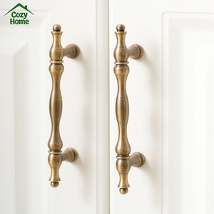 Puxador de Latão Sólido para Armário de Cozinha, Puxador Retrátil em Bronze, Ferragens Estilo Francês Americano para Guarda-Roupa e Maçanetas de Porta de Cozinha - Product Image 2