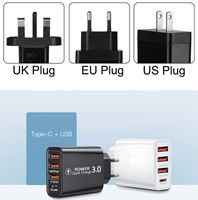 Bloc chargeur rapide USB-C multi-ports 20W PD, chargeur mural QC3.0 avec prises US/EU/UK pour iPhone Samsung Xiaomi, utilisation en voyage