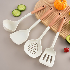 Ensemble de spatules en bois de hêtre et silicone, 10 pièces, résistantes à la chaleur, antiadhésives, ustensiles de cuisine, ensemble d'outils de cuisson - Product Image 2
