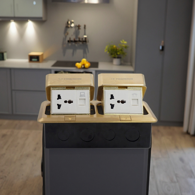 RJ45 Copper Fast Pop up Universal Floor Socket / Industrial Kitchen Use 15A 4 Outlets CE for IP44