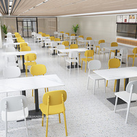 Ensembles table et chaises modernes et minimalistes en pierre pour cantines d'entreprise, restaurants de nouilles et restauration rapide - 4 ou 6 personnes