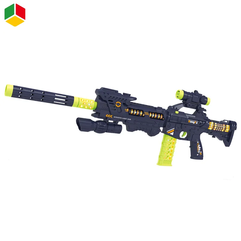 QSTOYS-Pistolas de juguete de plástico para niños, juguete acústico óptico, militar, regalo de cumpleaños