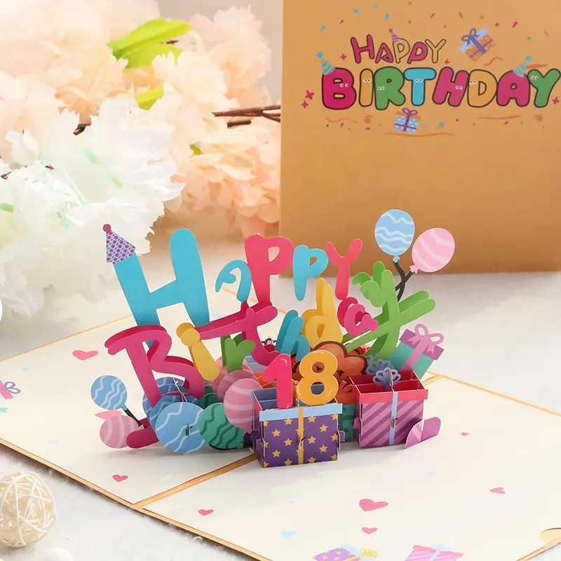 कागज ग्रीटिंग कार्ड कस्टम रंगीन उपहार 3d जन्मदिन निमंत्रण कार्ड बच्चों के लिए