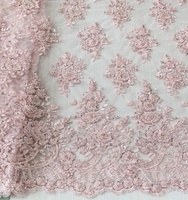 Tela de Encaje con Lentejuelas y Cuentas Azul Marino de Lujo para Vestidos de Novia, Alta Calidad, Bordados de Doble Cara