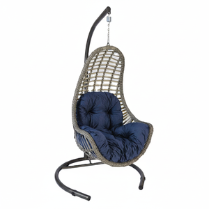 Outdoor Furniture Indoor Modern Wood Garden Adult Patio Hotel Swings Hanging <b>Egg</b> Swing Chair with Metal Stand - Product Image 2
