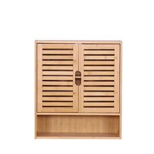 Bambu ahşap mutfak ve banyo depolama dolabı ayarlanabilir raf ile asılı duvar ilaç dolabı - Product Image 4
