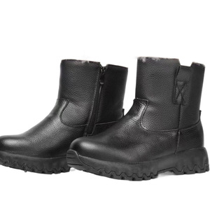 Botas de Nieve para Hombre, de Cuero Negro, Forradas de Piel de Oveja, Antideslizantes, Impermeables, para Invierno, con Tacón Bajo - Product Image 5