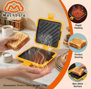 Mini sartén de <span class=keywords><strong>silicona</strong></span> portátil de doble cara para microondas, para calentar rápidamente y cocinar sándwiches y tostadas, azul y rojo, para desayuno - Product Image 4
