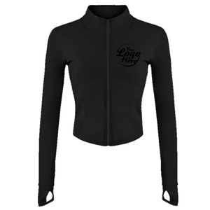 Hot Selling Zip Front Long Sleeve Fitness High Stretch Training <b>Workout</b> Athletic Sports Wear Thumb Hole Yoga <b>Jacket</b> for Women - Product Image 1