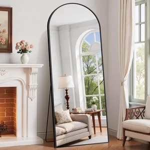 Wholesale Full Length <b>Mirror</b> Black Floor <b>Mirror</b> with Aluminum Alloy <b>Frame</b> Floor <b>Mirror</b> for Home Decoration - Product Image 4