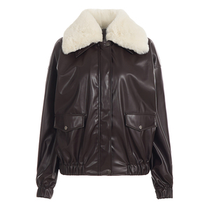 Chaqueta de Cuero PU con Cuello Desmontable de Piel Sintética, Abrigo Casual para Mujer con Diseño de Parches, Ropa de Calle Retro Y2K, Prenda Exterior de Otoño - Product Image 6