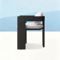 Ensemble de mobilier de jardin moderne de luxe en aluminium, table carrée, ensemble de salle à manger extérieure imperméable, tables et chaises d'extérieur pour villa et hôtel