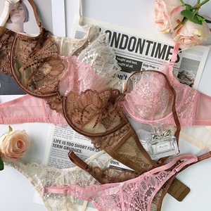 Lencería Sexy Transparente con Bordado de Encaje, 2 Piezas, Ropa Interior Femenina Ultrafina con Aros, Push-Up, Transpirable y Ecológica - Product Image 5