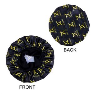 Bonnet en satin imprimé avec logo personnalisé et 12 signes du zodiaque, large bande, taille extra, pour femme, usage quotidien extérieur, toutes saisons, pour cheveux - Product Image 5