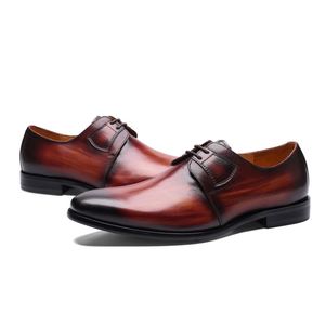 Lace - up Custom Casual <b>Mens</b> Oxford <b>Shoes</b> Genuine Leather - Product Image 5