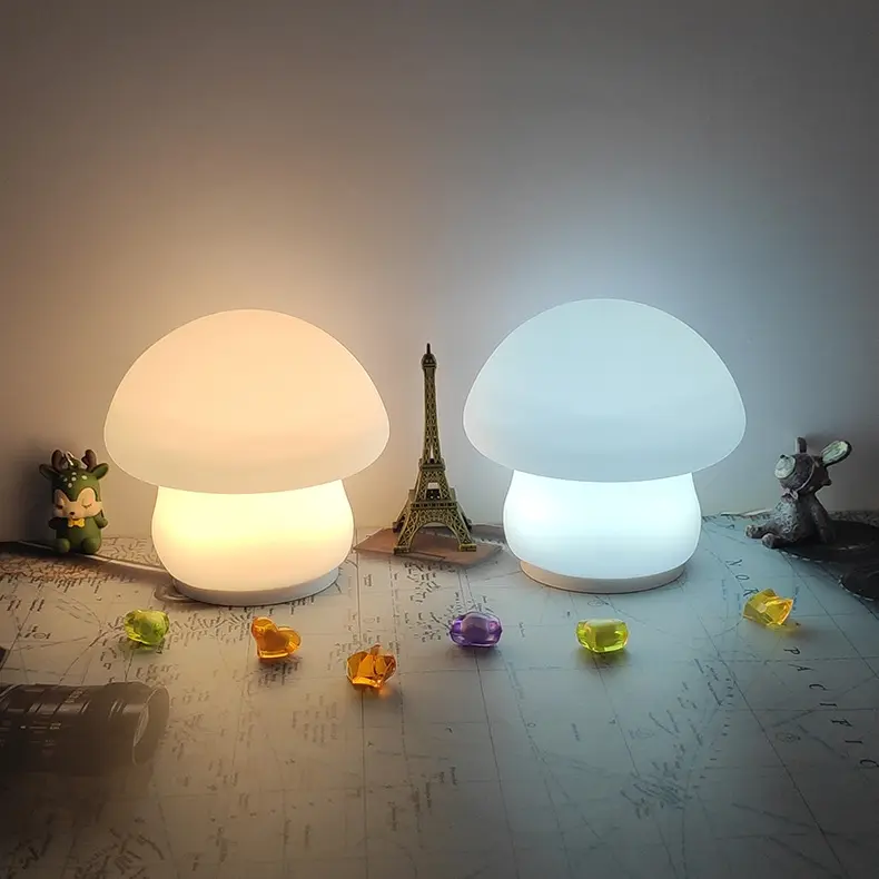 버섯 실리카 젤 팻 작은 밤 빛 침대 옆 수면 어린이 방 사랑스러운 부드러운 빛 밤 빛 테이블 램프