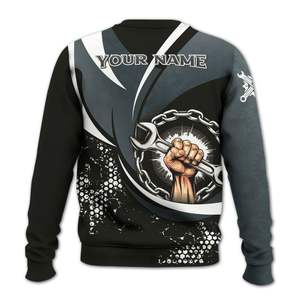 Vente chaude partout imprimé personnalisé mécanicien <span class=keywords><strong>pull</strong></span> <span class=keywords><strong>pull</strong></span> pour hommes nouveau dans le col rond coupe ample unisexe sweats hauts quantité minimale de commande bas - Product Image 3