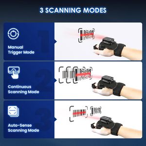1D parmak tetik 1D 2D giyilebilir kablosuz Handsfree QR barkod okuyucu Bluetooth eldiven barkod tarayıcı - Product Image 4