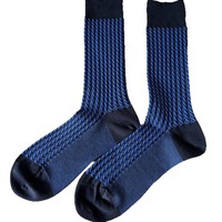 Chaussettes de travail pour hommes en coton mercerisé de qualité supérieure |   Chaussettes habillées à double aiguille à motif chevrons sans couture pour hommes