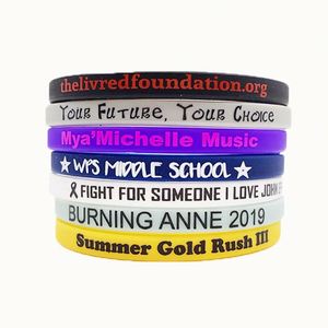 Bracelets en silicone personnalisés imprimés, bracelets en caoutchouc de 12 mm, bracelets promotionnels - Product Image 6