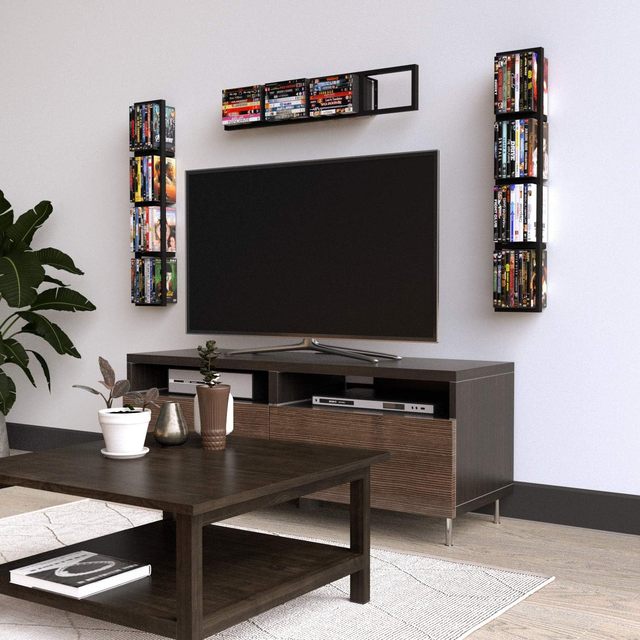 Wholesales Modern 3 Sets Black Floating Shelves Wall Video Games CD DVD Storage Shelves Cube Storage Organizer Shelf