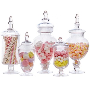 Luxury Decorative Storage Apothecary Jars Crystal Clear Large Candy Buffet Glass Jar with Lid
