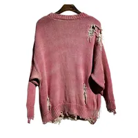 Tricot à motif rayé surdimensionné personnalisé Cardigan rose d'hiver à la mode pour hommes et femmes