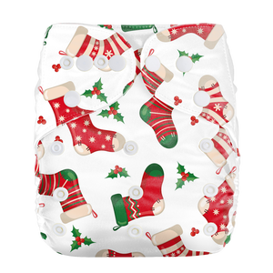 Couches en tissu bio personnalisées avec impression de Noël réutilisables et lavables pour les bébés - Product Image 2