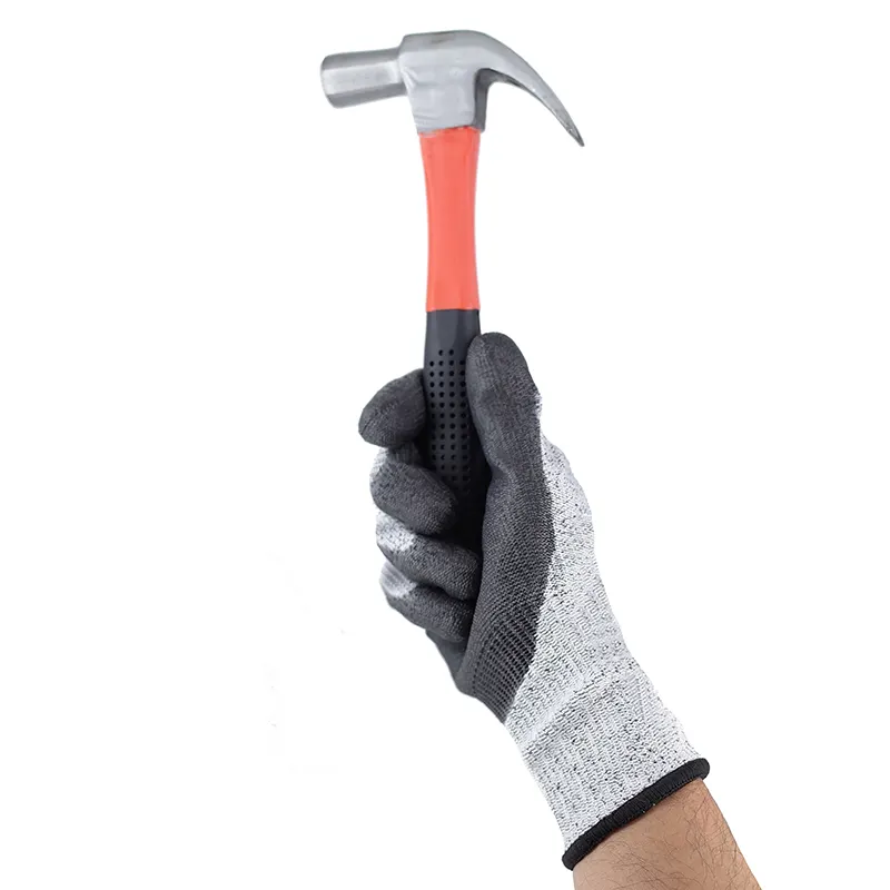 Sıcak satış seviyesi C-F PU siyah kaplama kaplamalı eldiven Anti kesim kaplı inşaat iş güvenliği Cut-proof eldiven